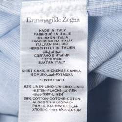 مملوكة مسبقًا Ermenegildo Zegna Blue Striped Cotton and Linen Button Front Shirt XXXL