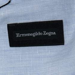 مملوكة مسبقًا Ermenegildo Zegna Blue Striped Cotton and Linen Button Front Shirt XXXL