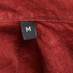 Ermenegildo Zegna Brick Red Linen Button Front Shirt M