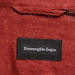 Ermenegildo Zegna Brick Red Linen Button Front Shirt M