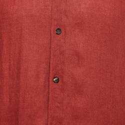 Ermenegildo Zegna Brick Red Linen Button Front Shirt M