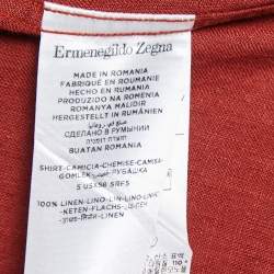 Ermenegildo Zegna Brick Red Linen Button Front Shirt M