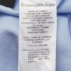 Pre Owned Ermenegildo Zegna Light Blue Cotton Slim Fit Shirt L
