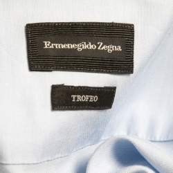 Pre Owned Ermenegildo Zegna Light Blue Cotton Slim Fit Shirt L