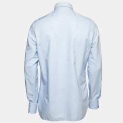 Pre Owned Ermenegildo Zegna Light Blue Cotton Slim Fit Shirt L