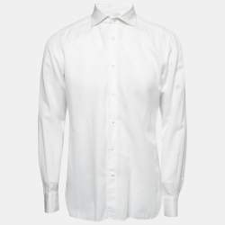 Ermenegildo Zegna White Cotton & Linen Tailored Fit Shirt M
