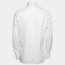 Ermenegildo Zegna White Cotton & Linen Tailored Fit Shirt M