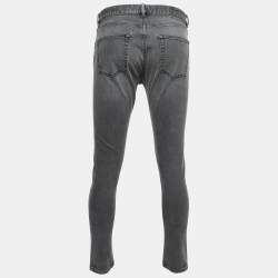 Pre Owned Ermenegildo Zegna Grey Distressed Denim Tapered Leg Jeans M Waist 32"