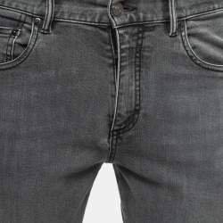 Pre Owned Ermenegildo Zegna Grey Distressed Denim Tapered Leg Jeans M Waist 32"