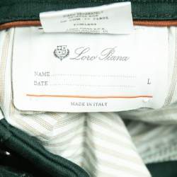 Pre Owned Loro Piana Green Cotton Knit Bermuda Shorts L