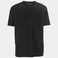 Pre Owned Ermenegildo Zegna Couture Black Cotton Jersey Logo T-Shirt 2XL