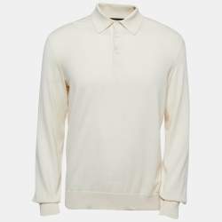 Ermenegildo Zegna Cream Cashmere Blend Knit Full Sleeve T-Shirt M