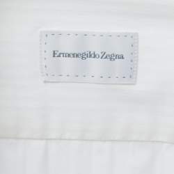 Pre Owned Ermenegildo Zegna White Patterned Cotton Full Sleeve Shirt M