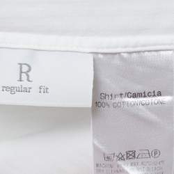 Pre Owned Ermenegildo Zegna White Patterned Cotton Full Sleeve Shirt M