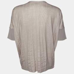 Pre Owned Ermenegildo Zegna Couture Brown Striped Wool & Cashmere Knit Oversized T-Shirt XXL