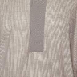Pre Owned Ermenegildo Zegna Couture Brown Striped Wool & Cashmere Knit Oversized T-Shirt XXL