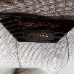 Pre Owned Ermenegildo Zegna Couture Brown Striped Wool & Cashmere Knit Oversized T-Shirt XXL