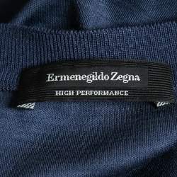 Ermenegildo Zegna Navy Blue Wool High Performance Crew Neck T-Shirt L