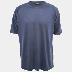 Pre Owned Ermenegildo Zegna Navy Blue Wool High Performance Crew Neck T-Shirt XL