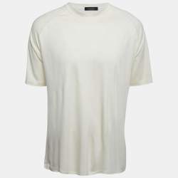Pre Owned Ermenegildo Zegna Cream Wool Crew Neck Half Sleeve T-Shirt XL