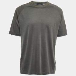 Ermenegildo Zegna Military Green Wool Crew Neck Half Sleeve T-Shirt L