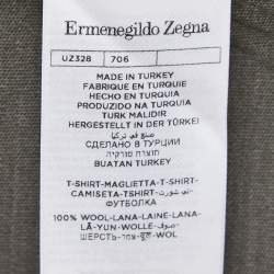 Ermenegildo Zegna Military Green Wool Crew Neck Half Sleeve T-Shirt L