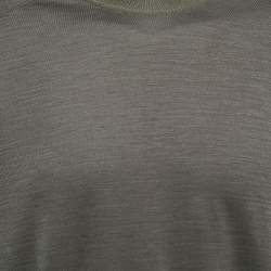 Ermenegildo Zegna Military Green Wool Crew Neck Half Sleeve T-Shirt L