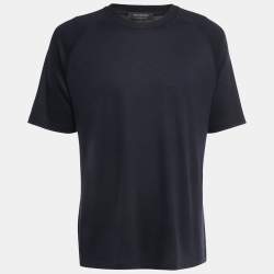 Pre Owned Ermenegildo Zegna Black Wool Crew Neck Half Sleeve T-Shirt L