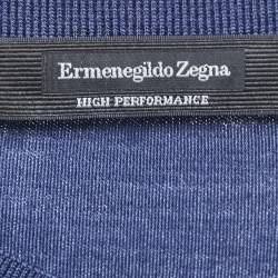 Pre Owned Ermenegildo Zegna Navy Blue Wool Crew Neck Half Sleeve T-Shirt XL