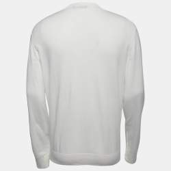 Pre Owned Ermenegildo Zegna Off White Cotton Crew Neck Sweater XL