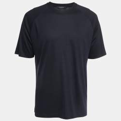 Pre Owned Ermenegildo Zegna Black Wool Crew Neck Half Sleeve T-Shirt L