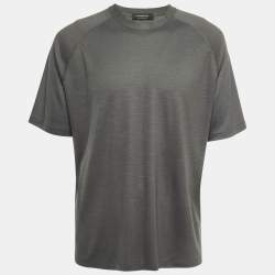 Ermenegildo Zegna Military Green Wool Crew Neck Half Sleeve T-Shirt XL