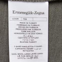 Ermenegildo Zegna Military Green Wool Crew Neck Half Sleeve T-Shirt XL