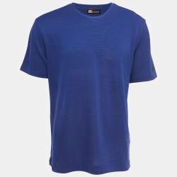 Ermenegildo Zegna Blue Wool Crew Neck Half Sleeve T-Shirt XL