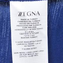 Ermenegildo Zegna Blue Wool Crew Neck Half Sleeve T-Shirt XL