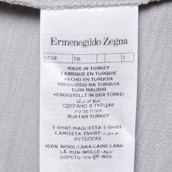 Pre Owned Ermenegildo Zegna Grey Wool Crew Neck Half Sleeve T-Shirt L