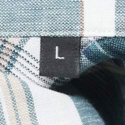 Pre Owned Ermenegildo Zegna Green Plaid Cotton Button Front Full Sleeve Shirt L