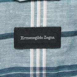 Pre Owned Ermenegildo Zegna Green Plaid Cotton Button Front Full Sleeve Shirt L