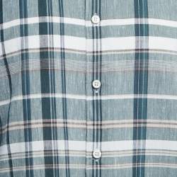 Pre Owned Ermenegildo Zegna Green Plaid Cotton Button Front Full Sleeve Shirt L