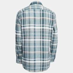 Pre Owned Ermenegildo Zegna Green Plaid Cotton Button Front Full Sleeve Shirt L