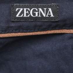 مملوكة مسبقًا Ermenegildo Zegna Navy Blue Cotton Slim Fit Pants S Waist 31"