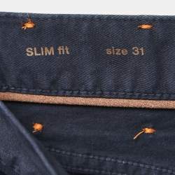 مملوكة مسبقًا Ermenegildo Zegna Navy Blue Cotton Slim Fit Pants S Waist 31"