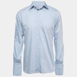 Ermenegildo Zegna Light Blue Cotton Full Sleeve Button Front Full Sleeve Shirt M