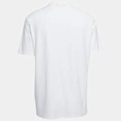 Pre Owned Ermenegildo Zegna Couture White Logo Detail Cotton Crew Neck T-Shirt XXL