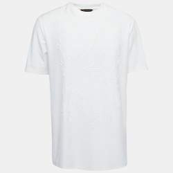 Pre Owned Ermenegildo Zegna Couture White Logo Detail Cotton Crew Neck T-Shirt XXL