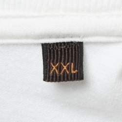 Pre Owned Ermenegildo Zegna Couture White Logo Detail Cotton Crew Neck T-Shirt XXL