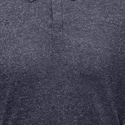 Pre Owned Ermenegildo Zegna Navy Blue Knit Polo T-Shirt M