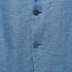 Pre Owned Ermenegildo Zegna Blue Linen Blend Single Breasted Blazer 4XL