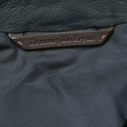 مملوكة مسبقًا Ermenegildo Zegna Navy Blue Leather Single Breasted Blazer XL