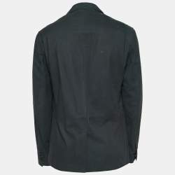مملوكة مسبقًا Ermenegildo Zegna Navy Blue Leather Single Breasted Blazer XL